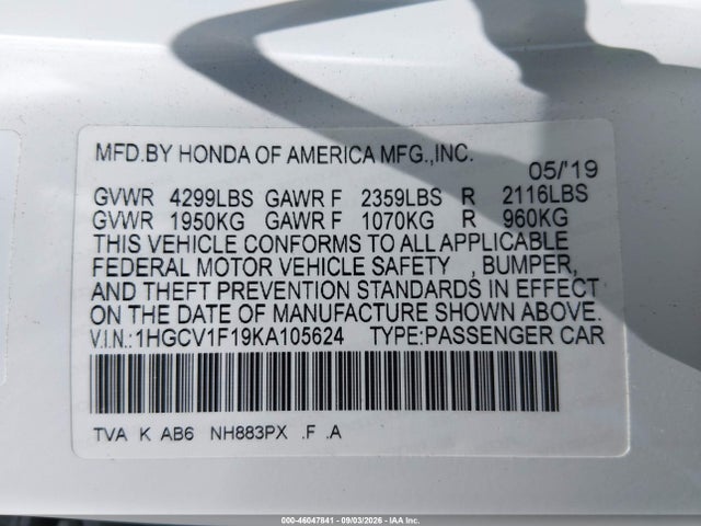 2019 HONDA ACCORD LX 9