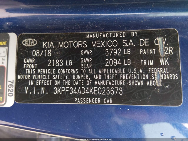 2019 KIA FORTE S 9