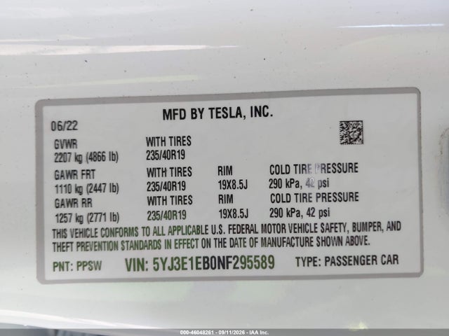 2022 TESLA MODEL 3 LONG RANGE DUAL MOTOR ALL-WHEEL DRIVE 9