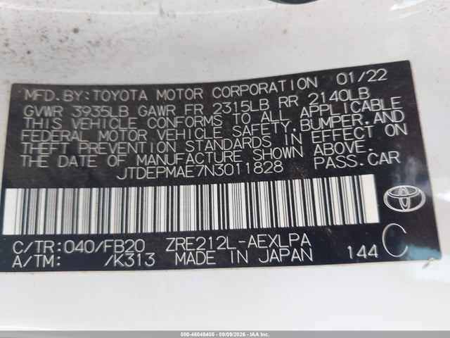2022 TOYOTA COROLLA LE 9
