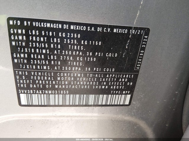2022 VOLKSWAGEN TIGUAN 2.0T SE 9