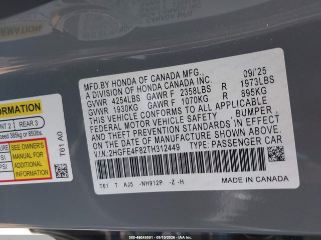 2026 HONDA CIVIC HYBRID SPORT/SPORT TOURING 9