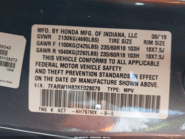 2019 HONDA CR-V EX-L 9