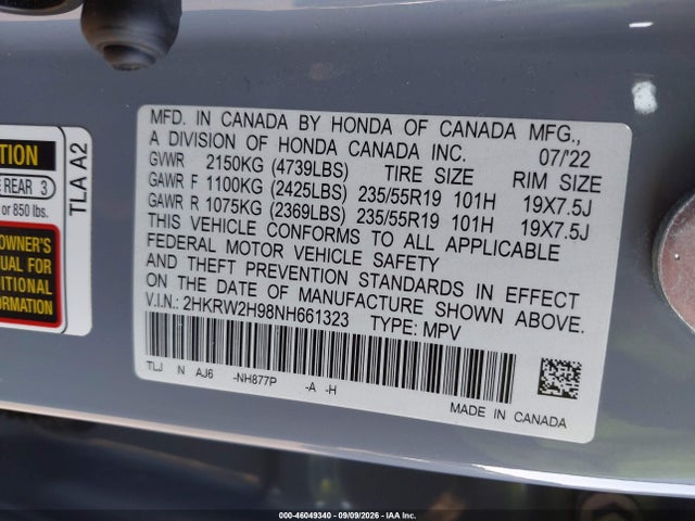 2022 HONDA CR-V AWD TOURING 9
