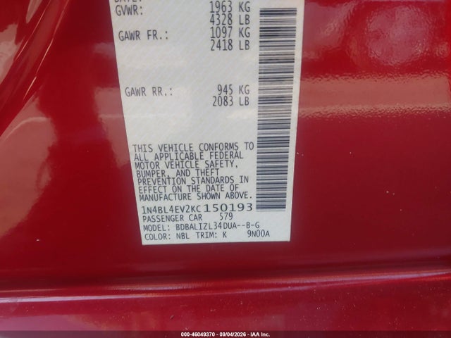2019 NISSAN ALTIMA 2.5 SL 9