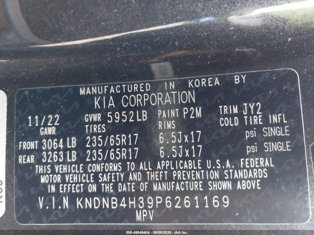 2023 KIA CARNIVAL MPV LX SEAT PACKAGE 9
