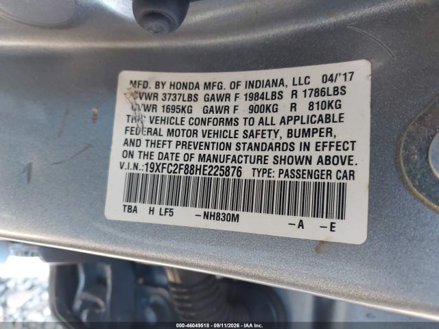 2017 HONDA CIVIC EX 9
