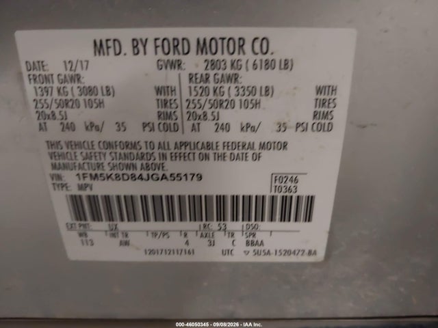 2018 FORD EXPLORER XLT 9