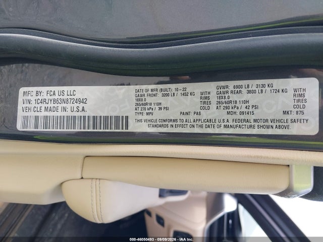 2022 JEEP GRAND CHEROKEE 4XE LIMITED 4X4 9