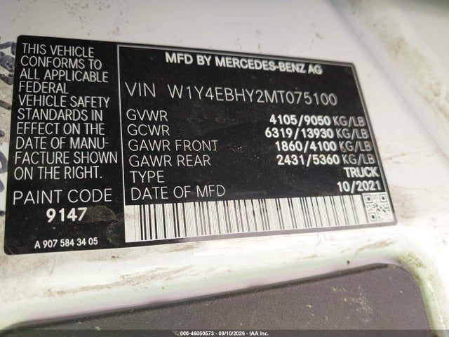 2021 MERCEDES-BENZ SPRINTER 2500 STANDARD ROOF V6 9