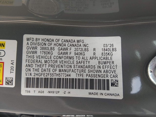 2026 HONDA CIVIC SPORT 9