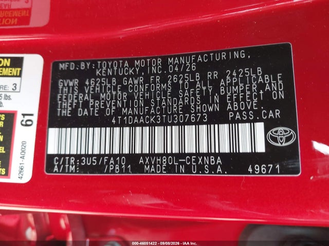 2026 TOYOTA CAMRY LE 9