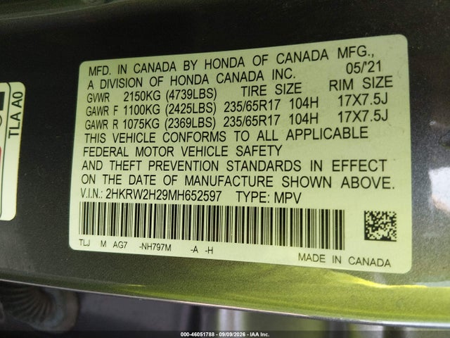 2021 HONDA CR-V AWD LX 9