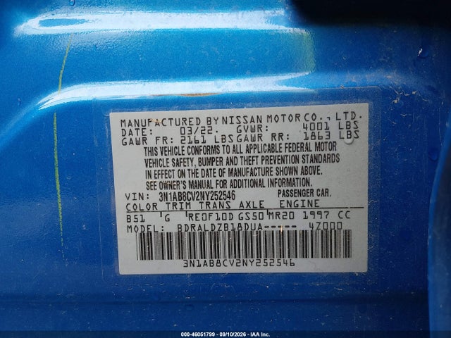 2022 NISSAN SENTRA SV XTRONIC CVT 9