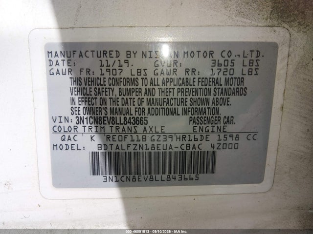 2020 NISSAN VERSA SV XTRONIC CVT 9