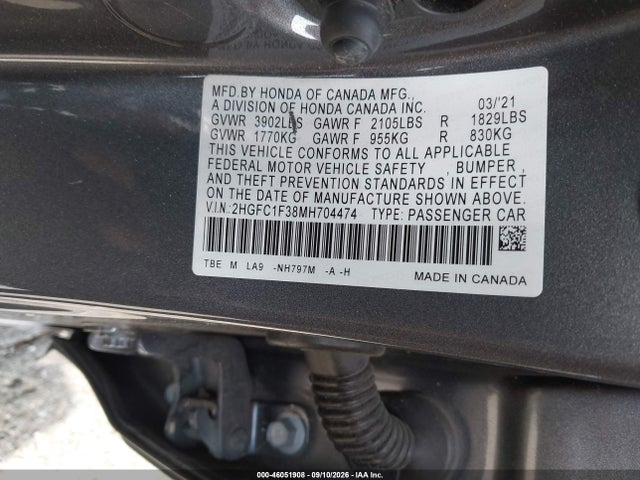 2021 HONDA CIVIC EX 9