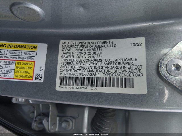 2022 HONDA ACCORD SPORT 9