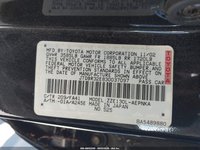 2003 Toyota COROLLA LE 照片 9