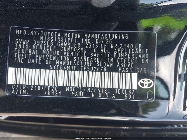 2026 TOYOTA COROLLA LE 9