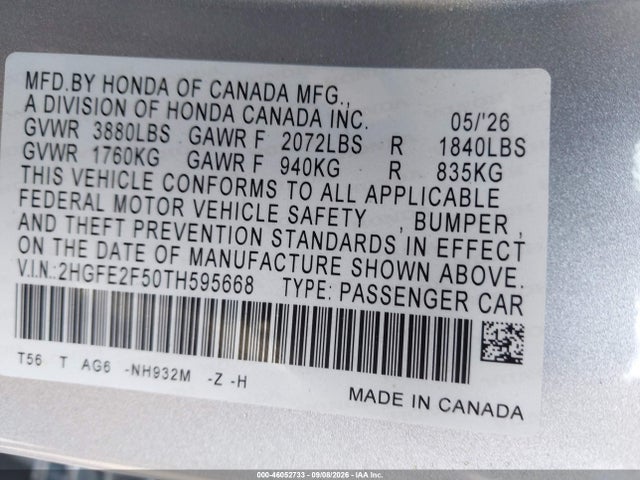 2026 HONDA CIVIC SPORT 9