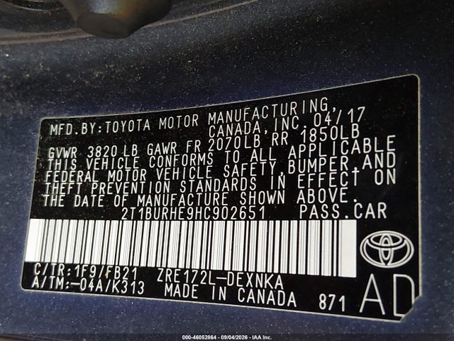 2017 TOYOTA COROLLA LE 9