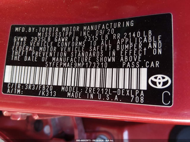 2021 TOYOTA COROLLA LE 9