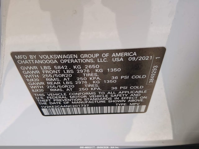 2022 VOLKSWAGEN ATLAS CROSS SPORT 3.6L V6 SE W/TECHNOLOGY 9