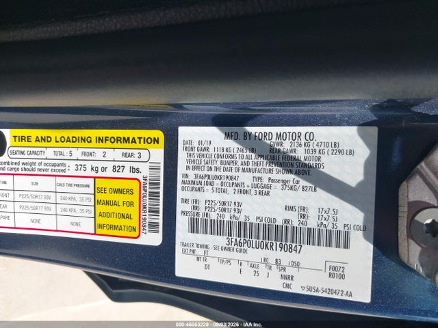 2019 FORD FUSION HYBRID SE 9