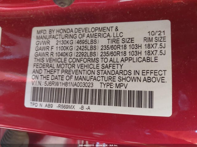 2022 HONDA CR-V 2WD EX-L 9