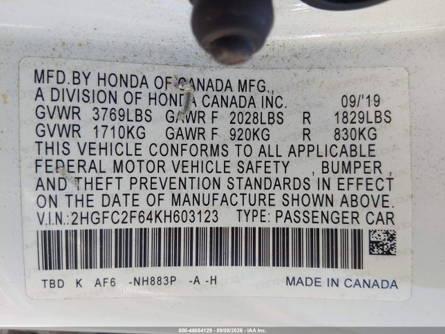 2019 HONDA CIVIC LX 9
