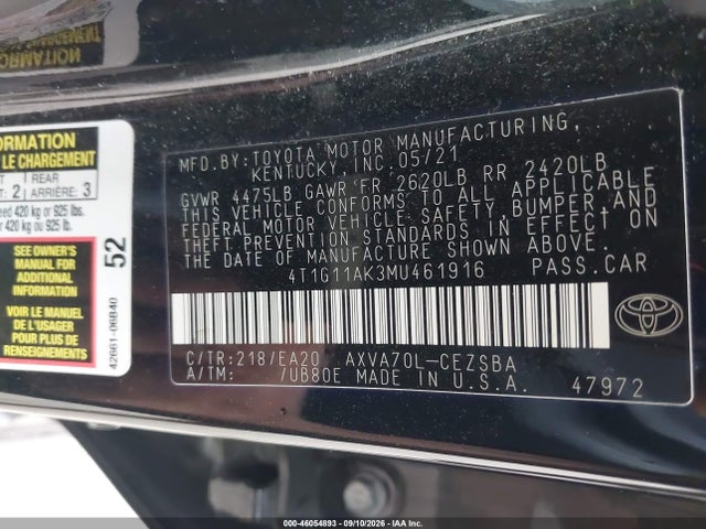 2021 TOYOTA CAMRY SE 9