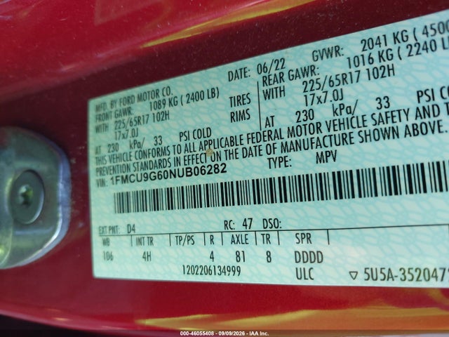 2022 FORD ESCAPE SE 9