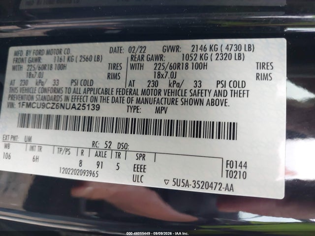 2022 FORD ESCAPE SEL HYBRID 9
