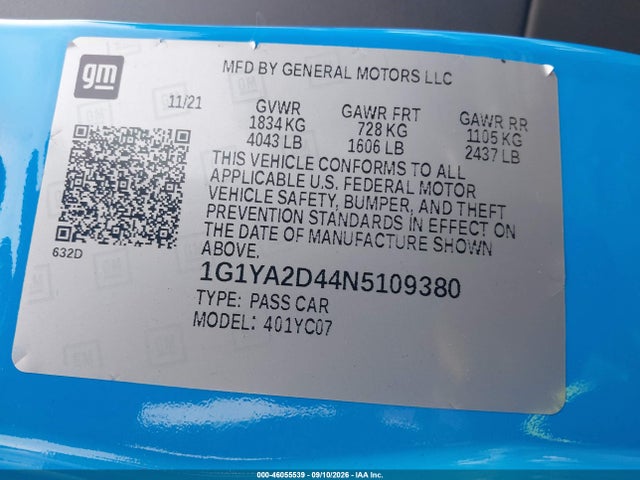 2022 CHEVROLET CORVETTE STINGRAY RWD 1LT 9