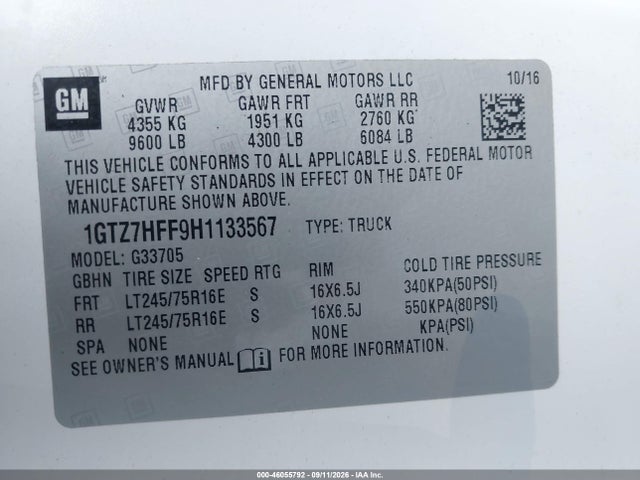 2017 GMC SAVANA 3500 WORK VAN 9