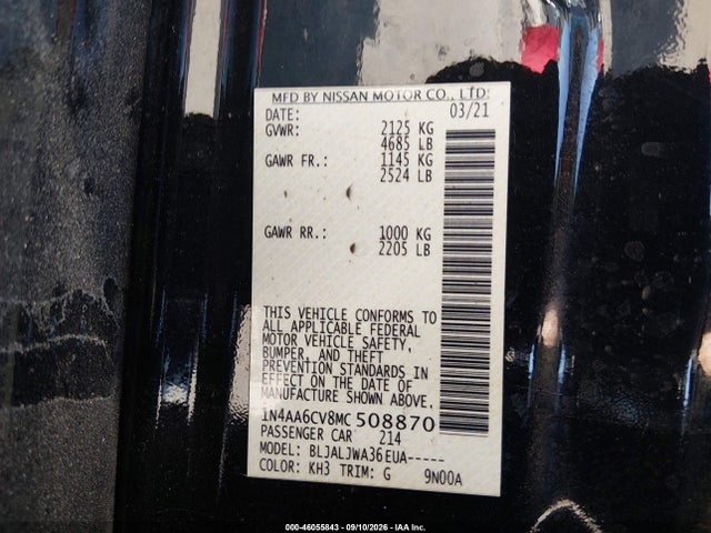2021 NISSAN MAXIMA SV XTRONIC CVT 9