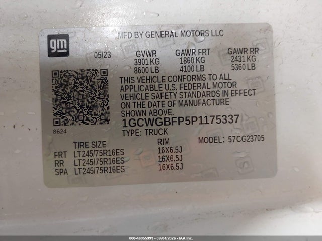2023 CHEVROLET EXPRESS CARGO RWD 2500 EXTENDED WHEELBASE WT 9