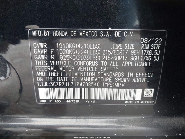 2023 HONDA HR-V 2WD EX-L 9
