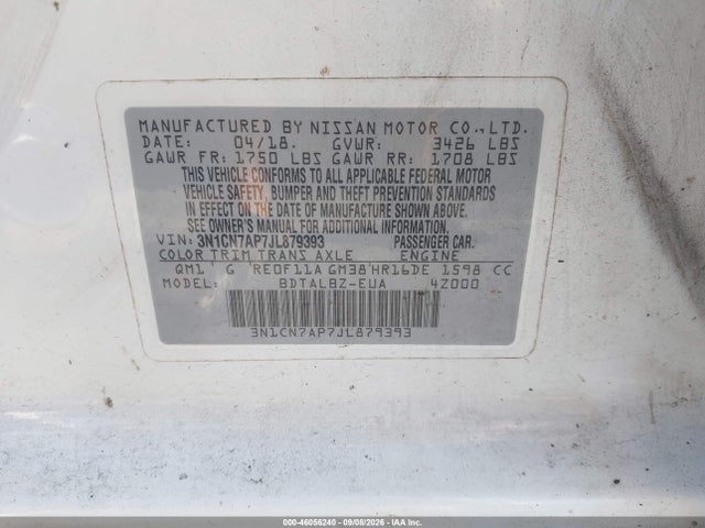 2018 NISSAN VERSA 1.6 SV 9