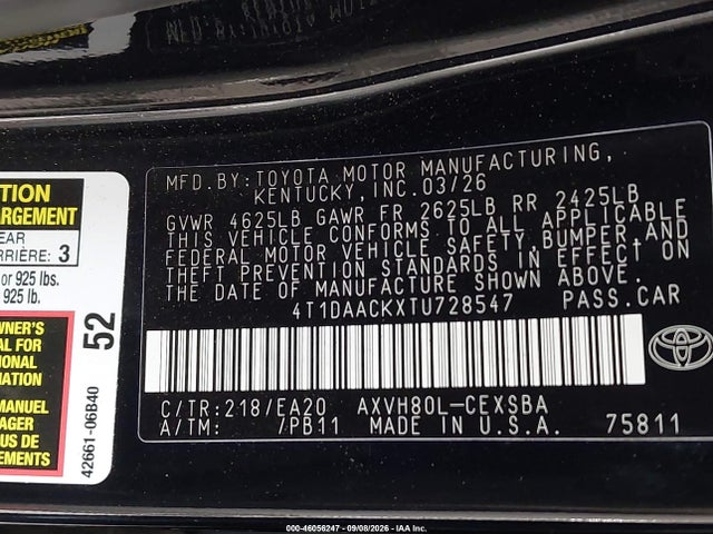 2026 TOYOTA CAMRY SE 9