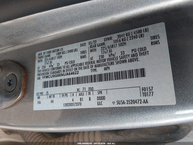 2022 FORD ESCAPE SE 9