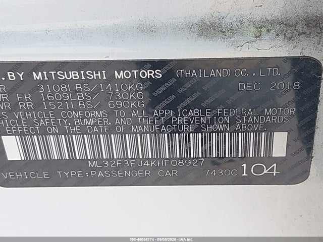 2019 MITSUBISHI MIRAGE G4 ES 9
