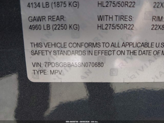 2025 RIVIAN R1S ADVENTURE DUAL MOTOR LARGE PACK/ADVENTURE DUAL MOTOR MAX PACK 9