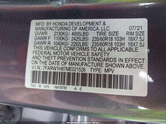 2021 HONDA CR-V EXL 9