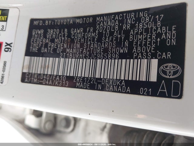 2018 TOYOTA COROLLA L 9