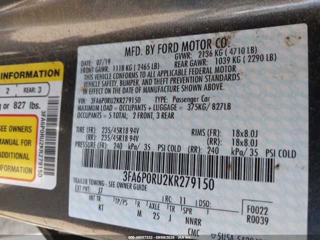 2019 FORD FUSION HYBRID SE 9
