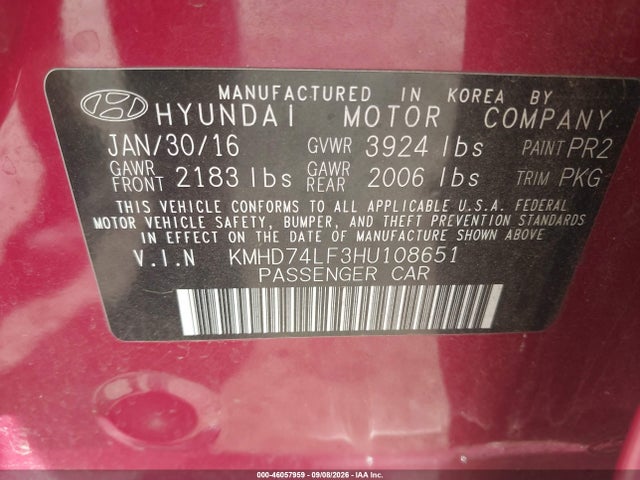 2017 HYUNDAI ELANTRA SE 9