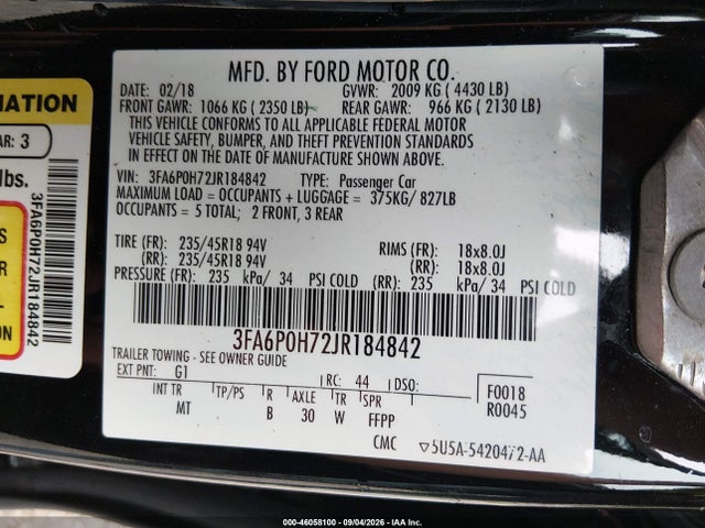 2018 FORD FUSION SE 9