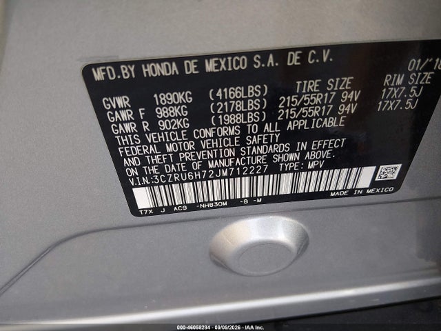 2018 HONDA HR-V EX-L 9