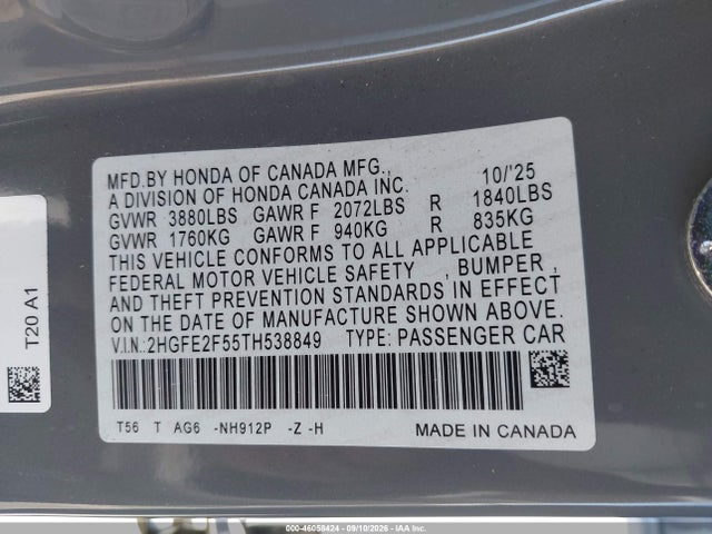 2026 HONDA CIVIC SPORT 9